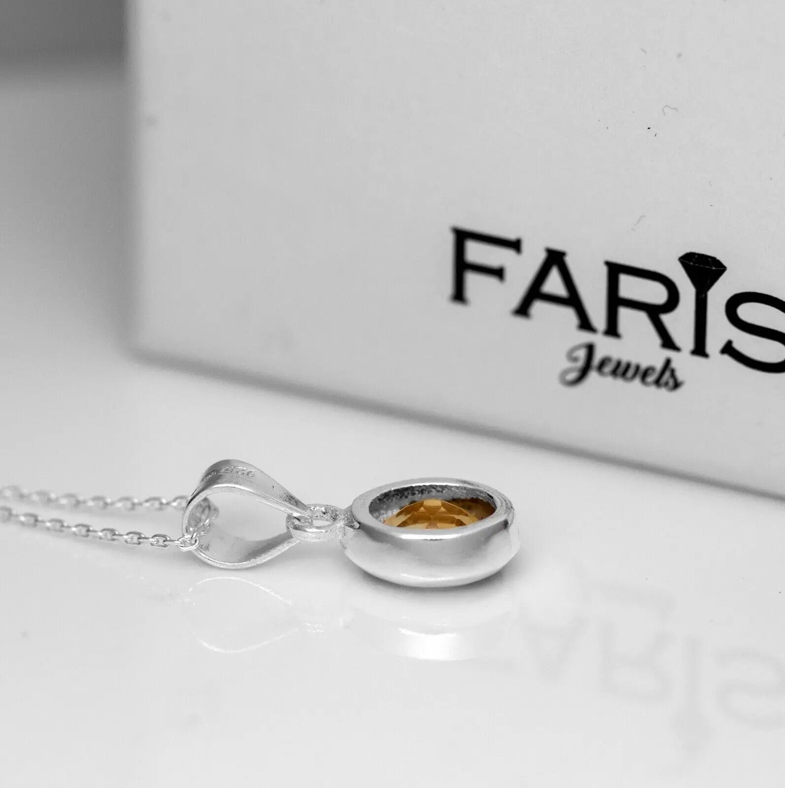 Orange Citrine Gemstone Sterling Silver Pendant Necklace Ladies Jewellery