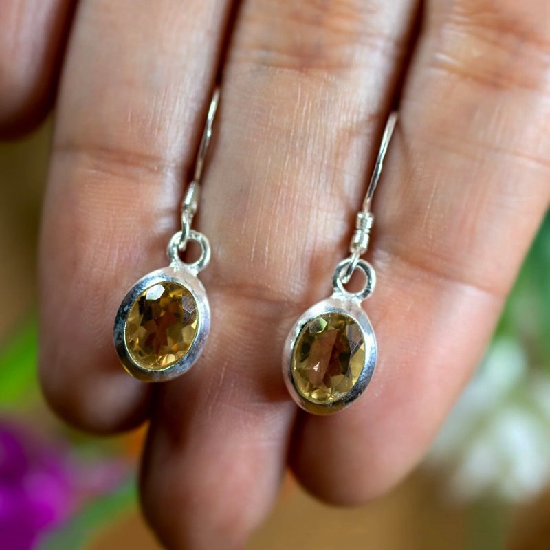 Oval Orange Citrine 925 Sterling Silver Dangle Earrings Ladies Jewellery Gift