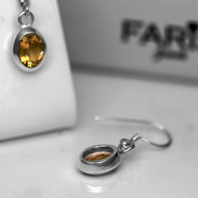 Oval Orange Citrine 925 Sterling Silver Dangle Earrings Ladies Jewellery Gift