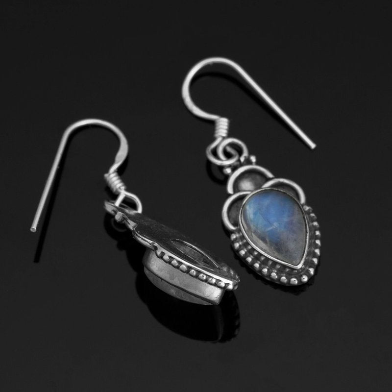 Pear Cut Moonstone 925 Sterling Silver Dangle Earrings Gemstone Ladies Jewellery