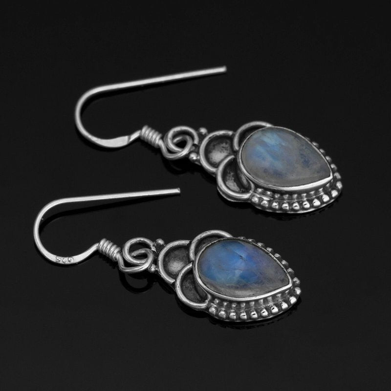 Pear Cut Moonstone 925 Sterling Silver Dangle Earrings Gemstone Ladies Jewellery