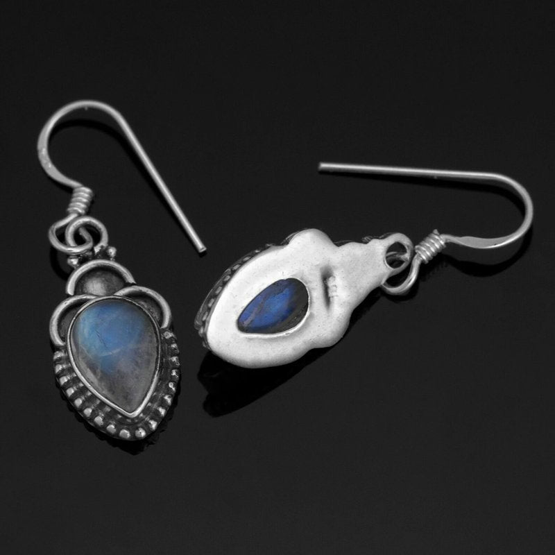 Pear Cut Moonstone 925 Sterling Silver Dangle Earrings Gemstone Ladies Jewellery
