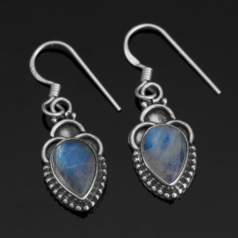 Pear Cut Moonstone 925 Sterling Silver Dangle Earrings Gemstone Ladies Jewellery
