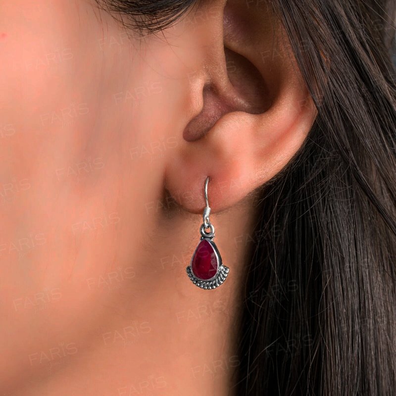 Ruby dangle earrings clearance