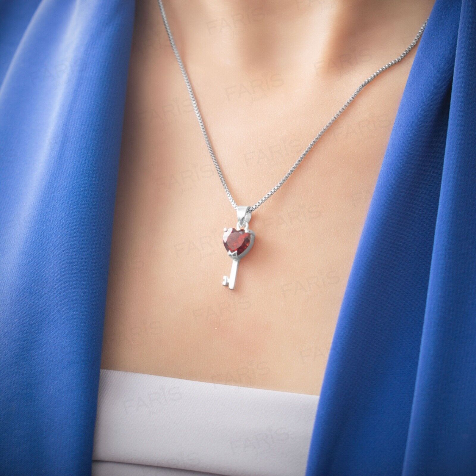 Red Garnet Gemstone Pendant and Earring Set Key To My Heart Gift Jewellery