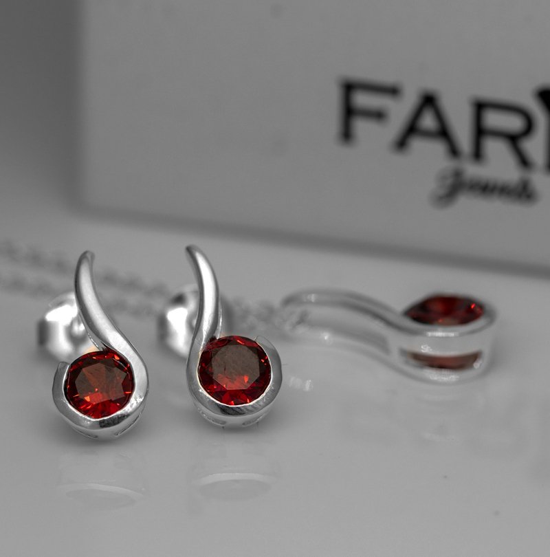 Red pendant earrings store