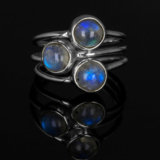 Gorgeous 925 Sterling Silver Ladies Moonstone Gemstone Designer Ring Multi Stone - Faris Jewels