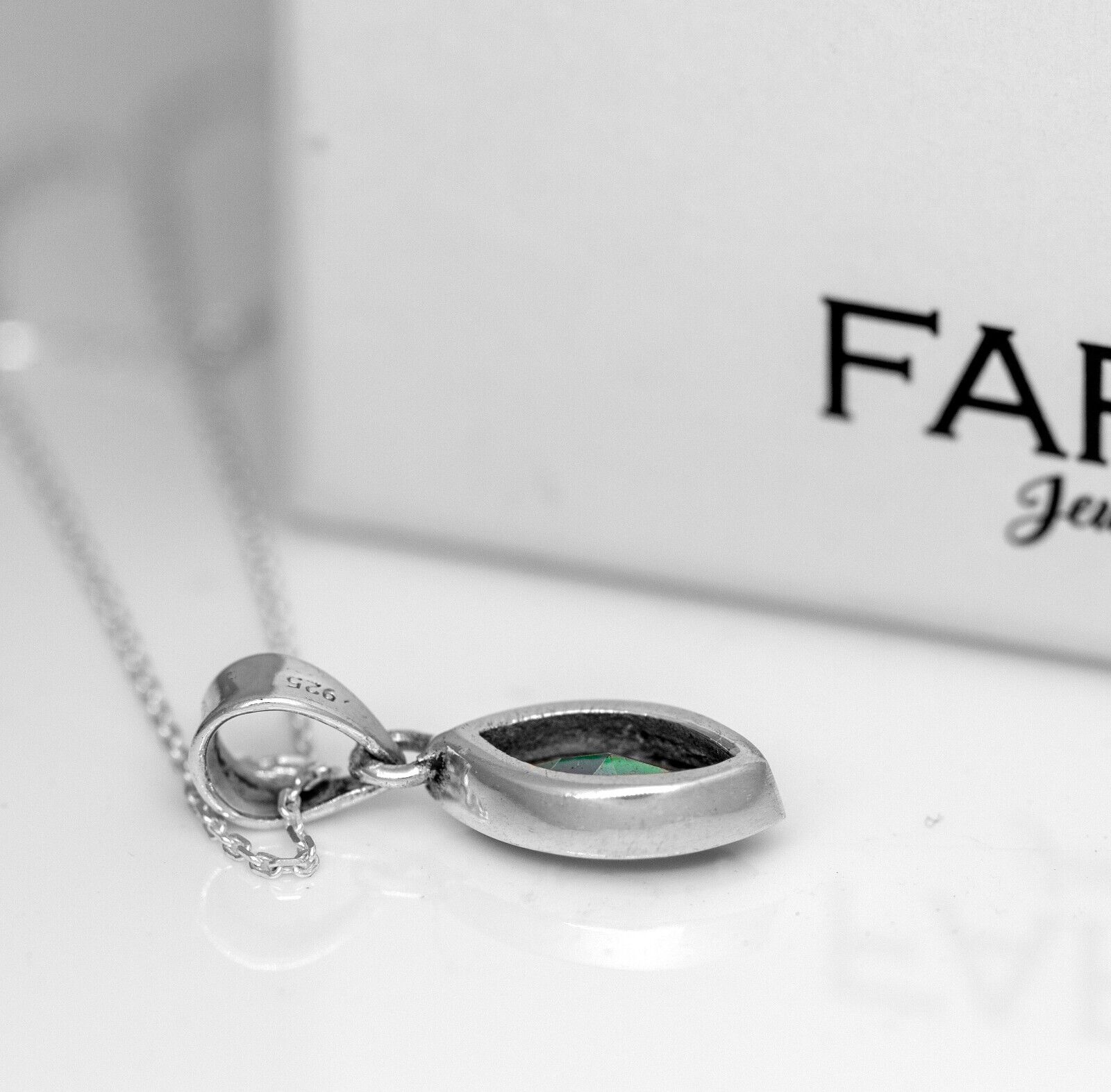 Sterling Silver 925 Marquise Cut Mystic Topaz Pendant Necklace Ladies Jewellery