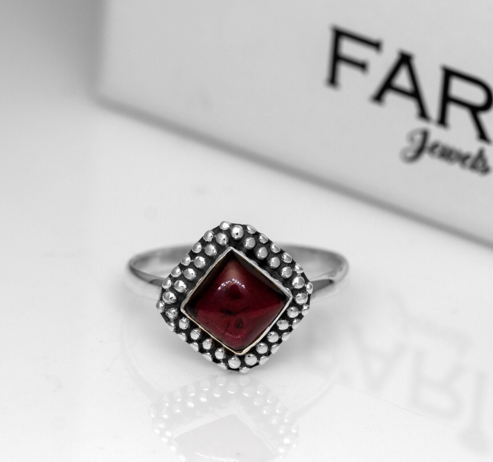 Sterling Silver Cushion Labradorite Moonstone Amethyst Gemstone Ladies Ring - Faris Jewels