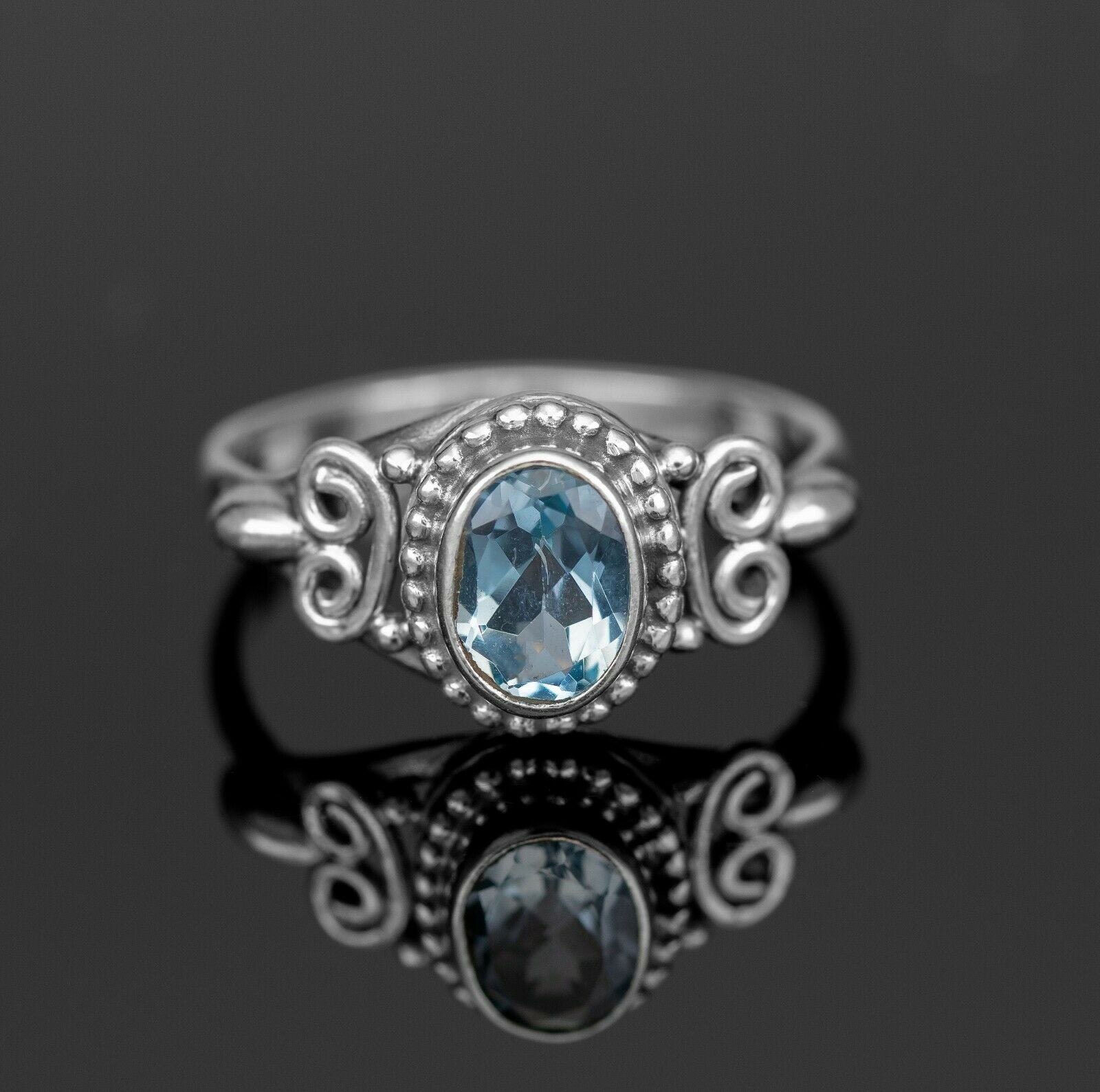 Sterling Silver Ladies Oval Cut Topaz Garnet Amethyst Ring Boxed Gift Jewellery - Faris Jewels