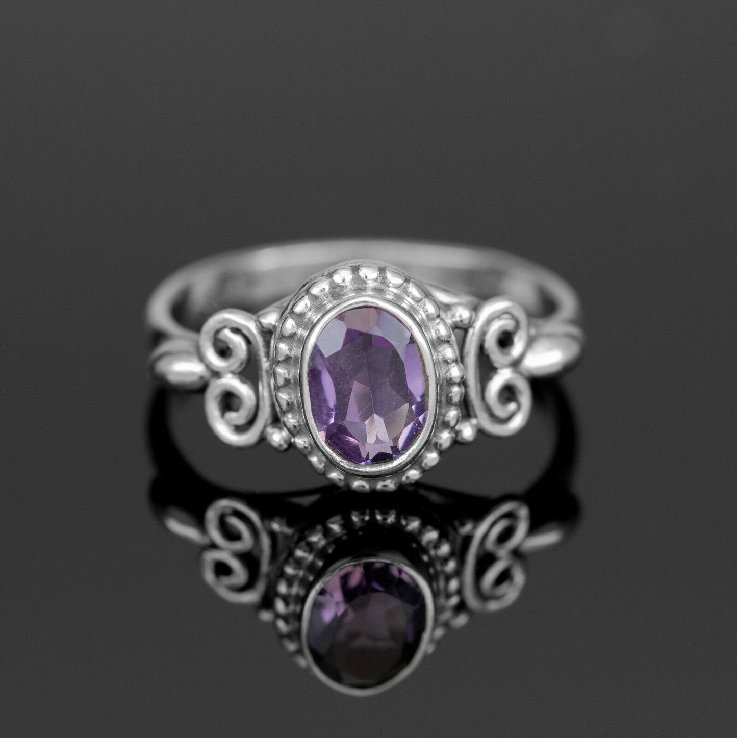 Sterling Silver Ladies Oval Cut Topaz Garnet Amethyst Ring Boxed Gift Jewellery - Faris Jewels