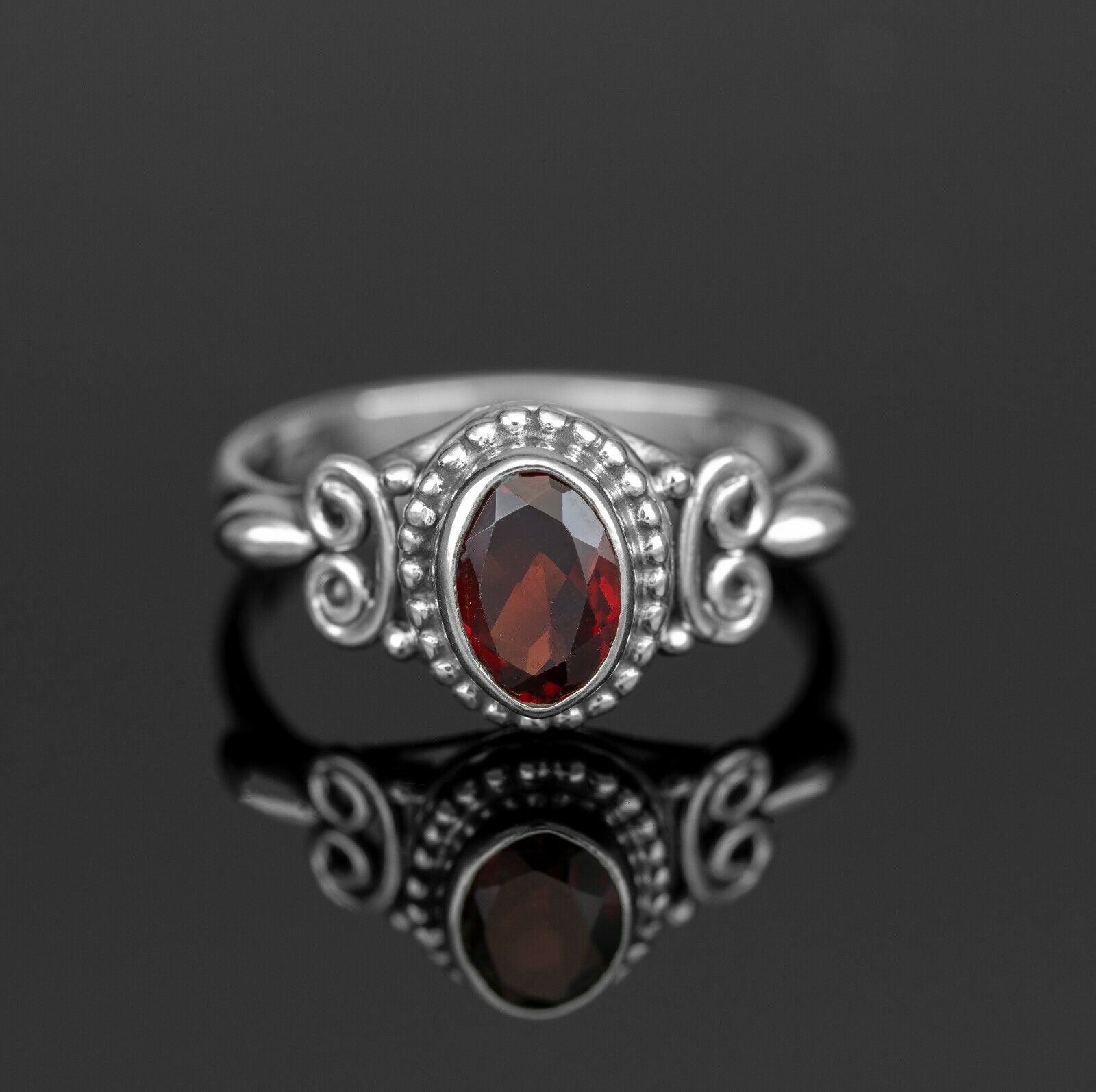 Sterling Silver Ladies Oval Cut Topaz Garnet Amethyst Ring Boxed Gift Jewellery - Faris Jewels